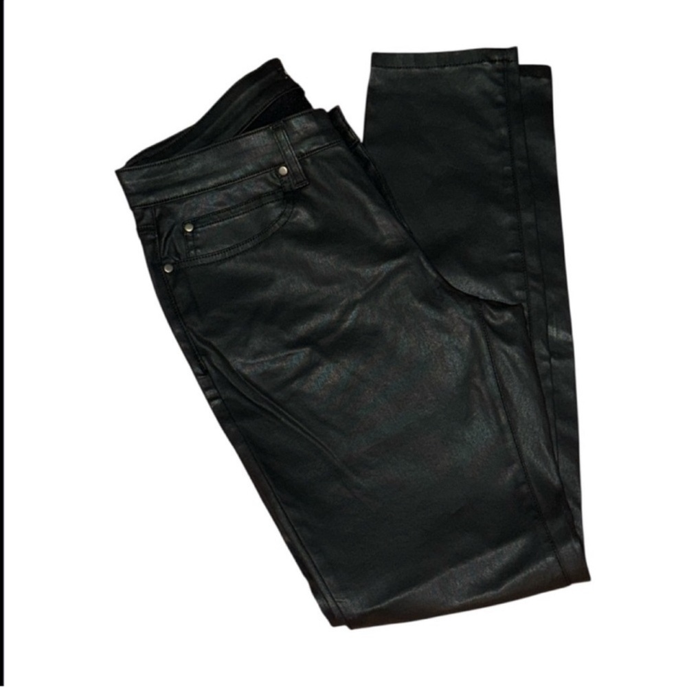 Eileen Fisher Black Organic Cotton Waxed Jeans straight Pants Size 10